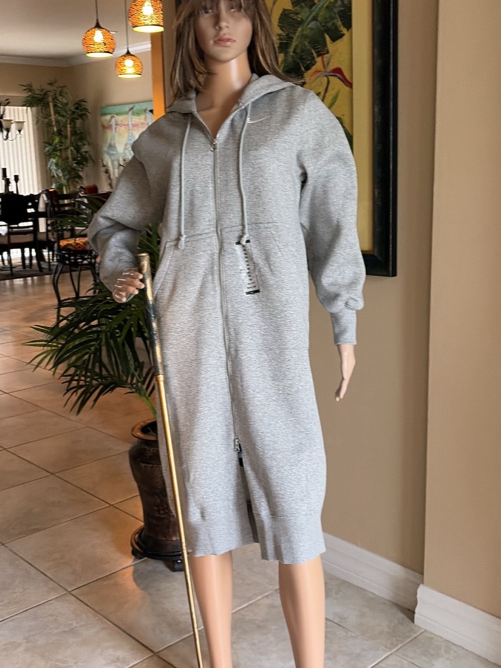 Nike Gray Long Zip Hoodie Dress